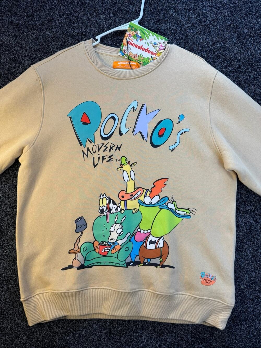 Nickelodeon Rocko's Modern Life Crewneck Sweatshirt Tan Graphic Unisex XL